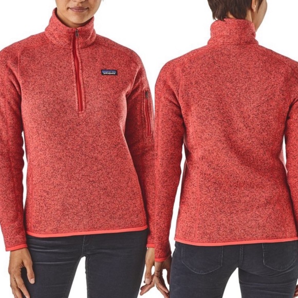 Patagonia Marled Red Orange Better Sweater 1/4 Zip Sweatshirt Jacket Women Small - Picture 3 of 12